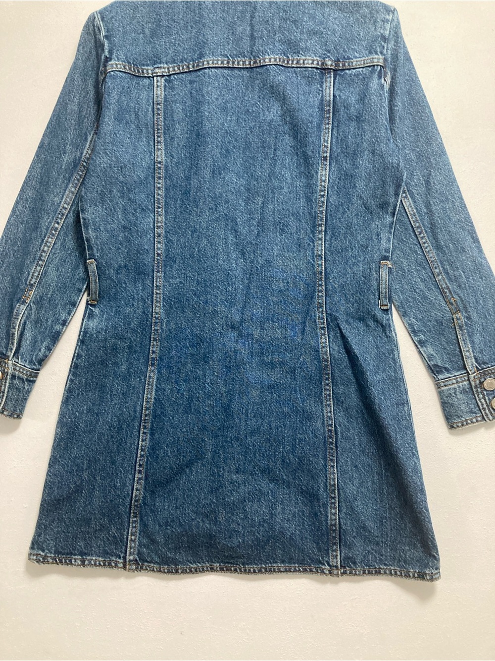 Zara Denim Mini Dress Demin Shirt Dress Size M 100% Cotton Western Y2K Blue - Picture 12 of 16